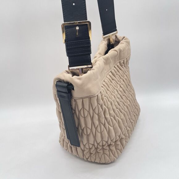 Furla Caos Quilted Leather Bucket Bag Beige Shoulder / Crossbody - Picture 4 of 11